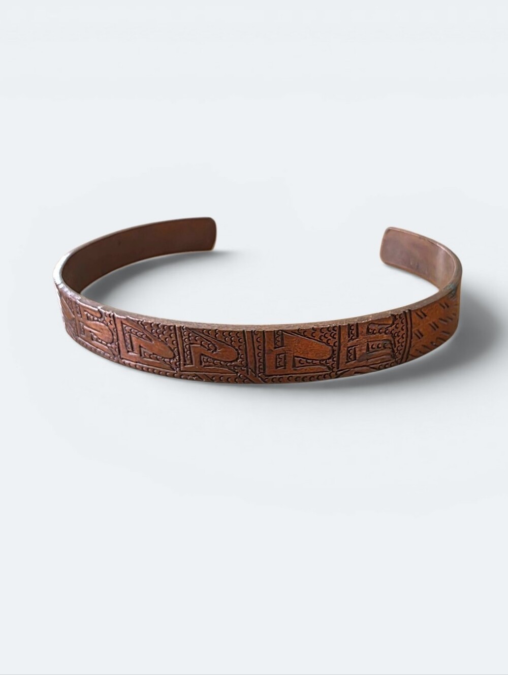 Vintage Tibetan Copper Mantra Cuff Bracelet - Om Mani Padme Hum